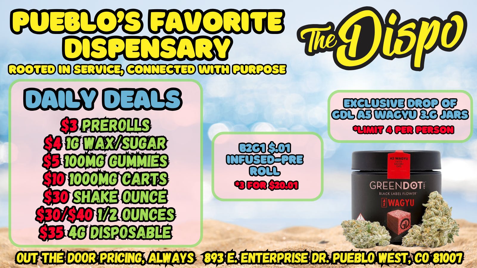 The Dispo $3 JOINT | $4 1G WAX | $10 CART | $20 HI-FUEL 1/8