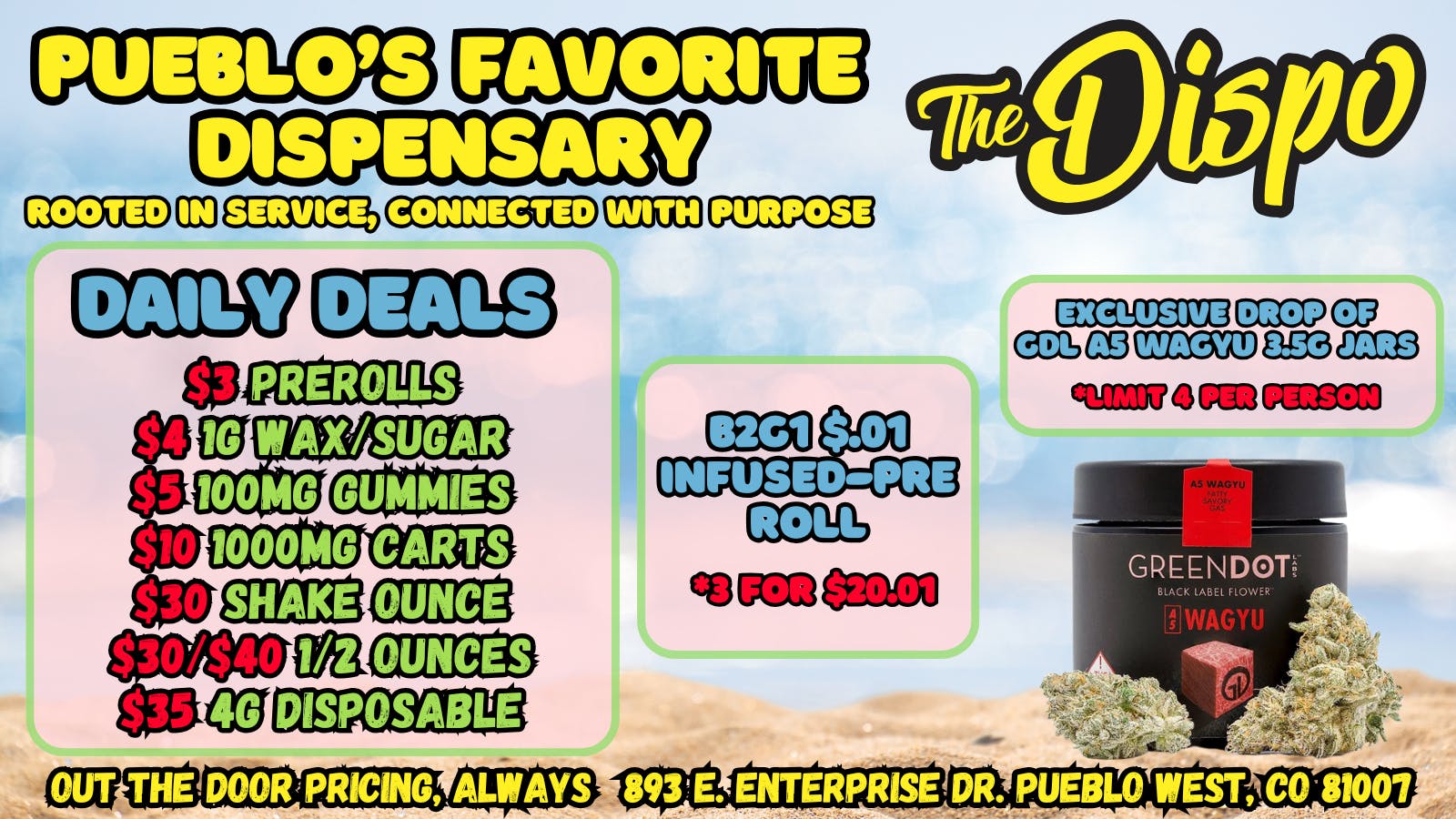 The Dispo $3 JOINT | $4 1G WAX | $10 CART | $20 HI-FUEL 1/8