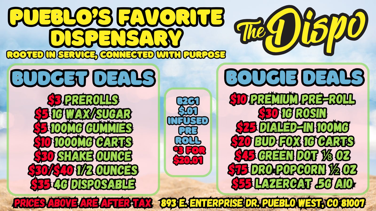 The Dispo $3 JOINT | $4 1G WAX | $10 CART | $20 HI-FUEL 1/8