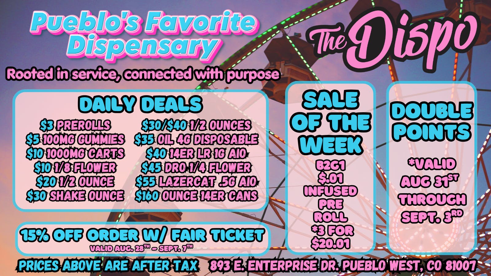 The Dispo $3 JOINT | $5 EDIBLE | $10 CART | $20 HI-FUEL 1/8