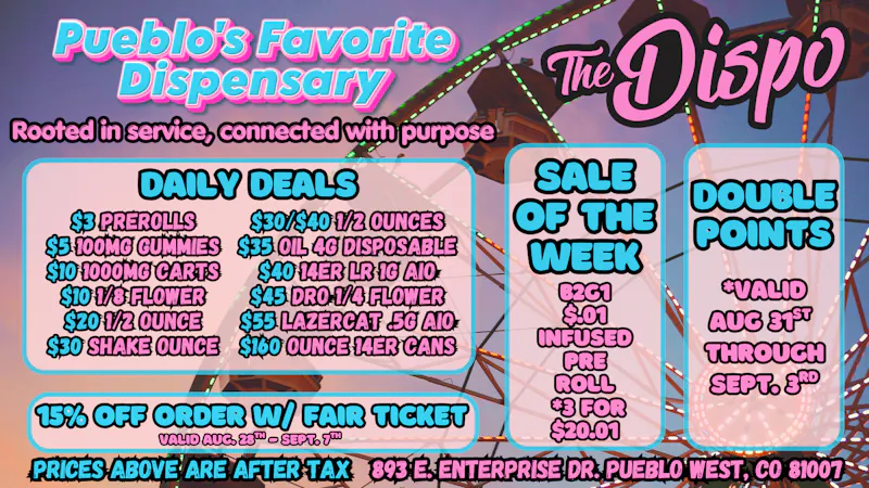The Dispo $3 JOINT | $5 EDIBLE | $10 CART | $20 HI-FUEL 1/8