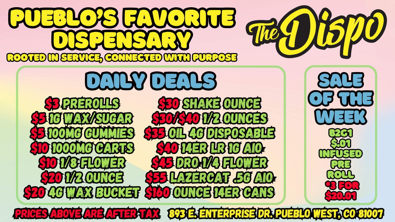 The Dispo $3 JOINT | $5 1G WAX | $10 CART | $20 HI-FUEL 1/8