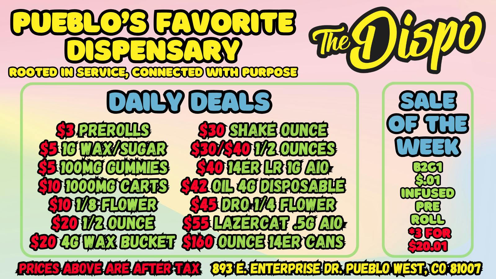 The Dispo $3 JOINT | $5 1G WAX | $10 CART | $20 HI-FUEL 1/8
