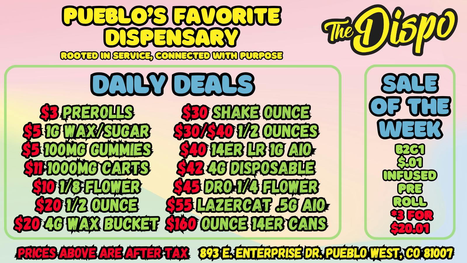 The Dispo $3 JOINT | $5 1G WAX | $11 CART | $20 HI-FUEL 1/8