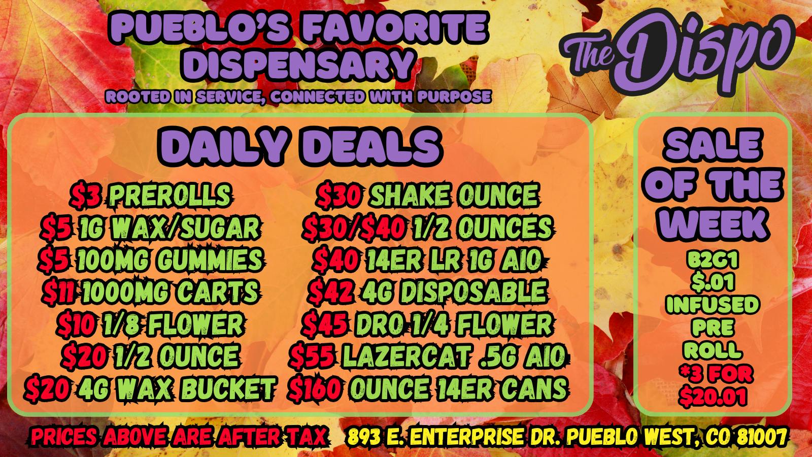 The Dispo $3 JOINT | $5 1G WAX | $11 CART | $20 HI-FUEL 1/8