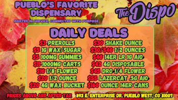 The Dispo $3 JOINT | $5 1G WAX | $11 CART | $20 HI-FUEL 1/8