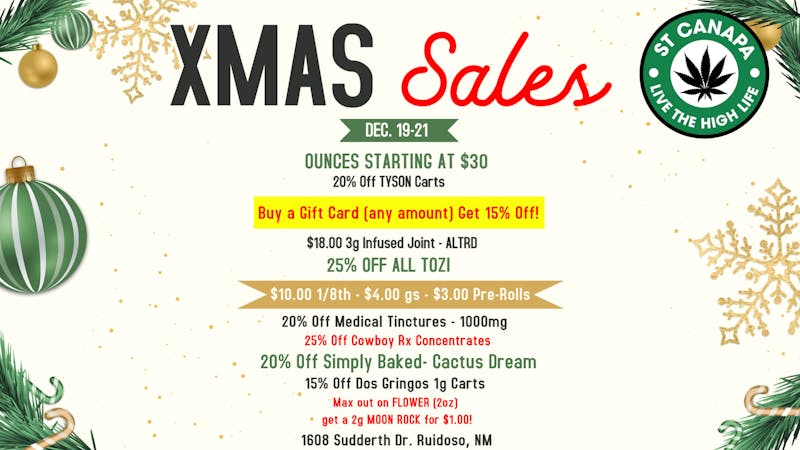 ST CANAPA - Ruidoso RUIDOSO X-MAS SALES