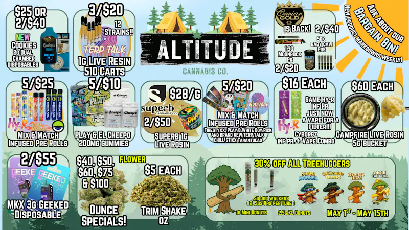 Altitude Cannabis Co 30% OFF TREEHUGGER @ ALTITUDE Caviar Gold BACK!!!!