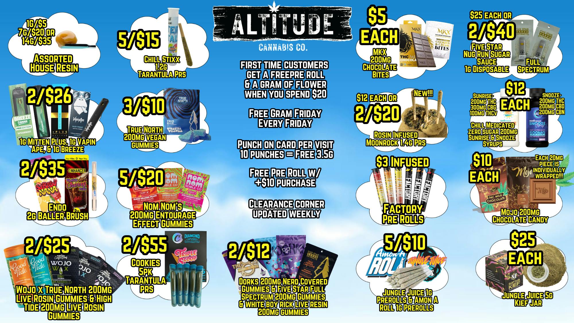 Altitude Cannabis Co Vendor Days FRI , SAT & MON !!!!