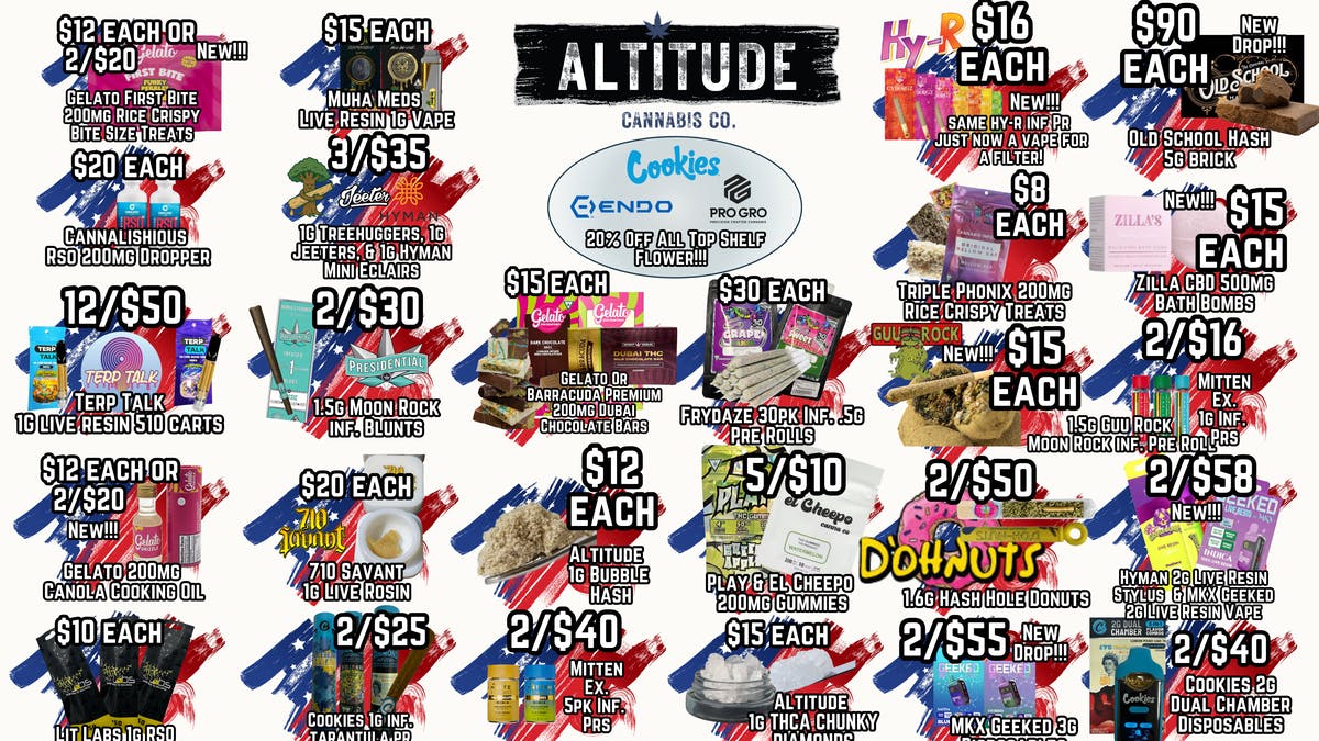 Altitude Cannabis Co 20% OFF ALL TOP SHELF!!!!!