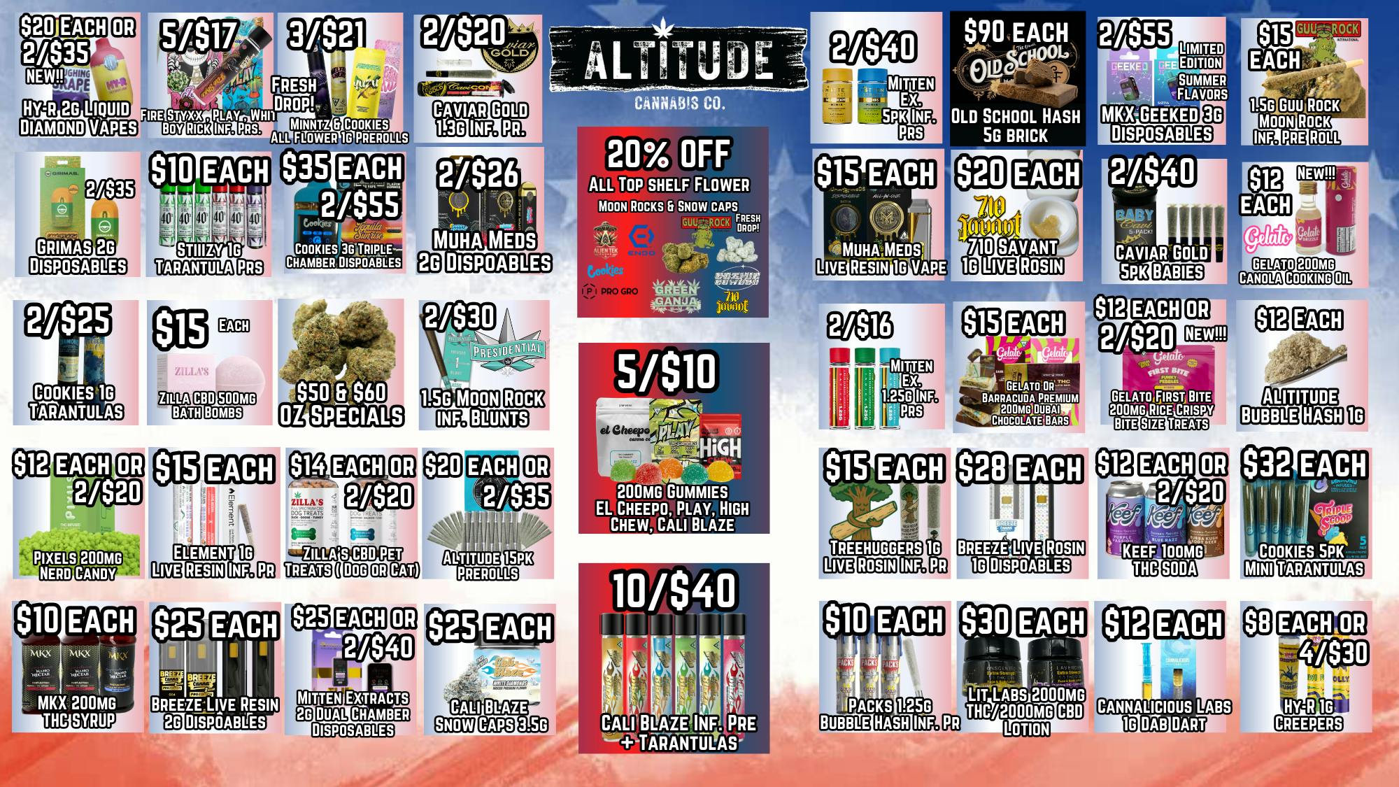 Altitude Cannabis Co 10/$40 Cali Blaze ~ NEW HY-R 2g Vapes 2/$35