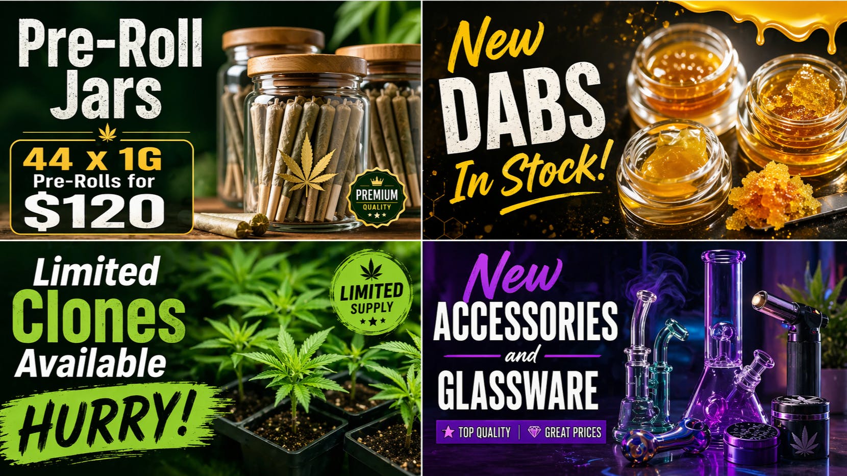 Y&Z Grow - Delivery In Stock Now: Dabs, Clones, Pre-Rolls & Glass