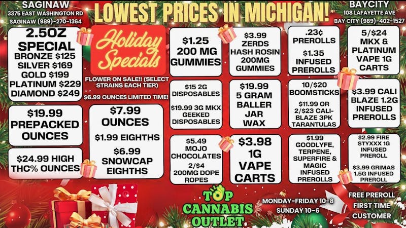 Top Cannabis Outlet - Saginaw LOWEST PRICES IN MI SAGINAW AND BAY CITY $6.99OZ !