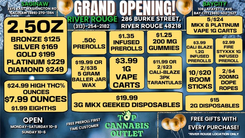 Top Cannabis Outlet - NOW OPEN! LOWEST PRICES IN MI GRAND OPENING 286 BURKE STREET