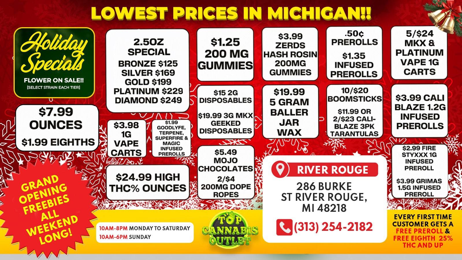 Top Cannabis Outlet - NOW OPEN! LOWEST PRICES IN MI GRAND OPENING 286 BURKE STREET