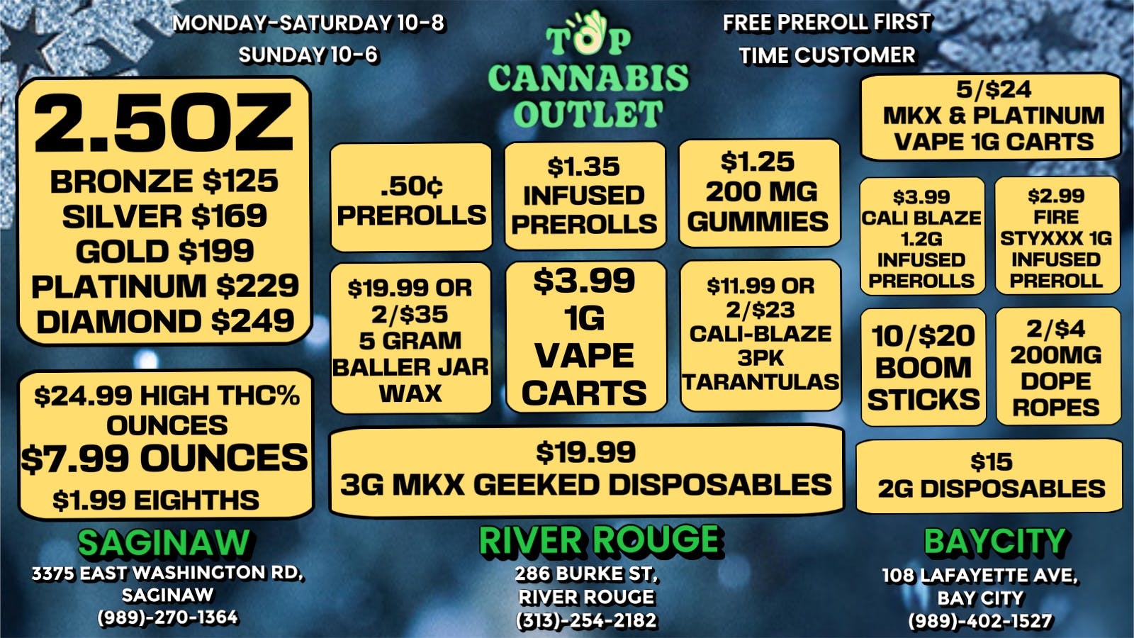 Top Cannabis Outlet - Saginaw LOWEST PRICES IN MI SAGINAW AND BAY CITY $6.99OZ !