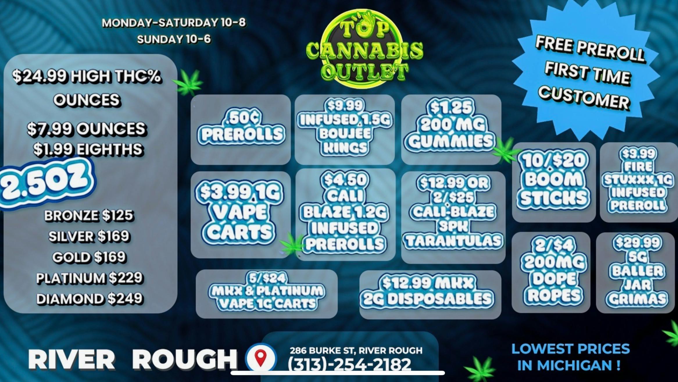 Top Cannabis Outlet - NOW OPEN! LOWEST PRICES IN MI GRAND OPENING 286 BURKE STREET