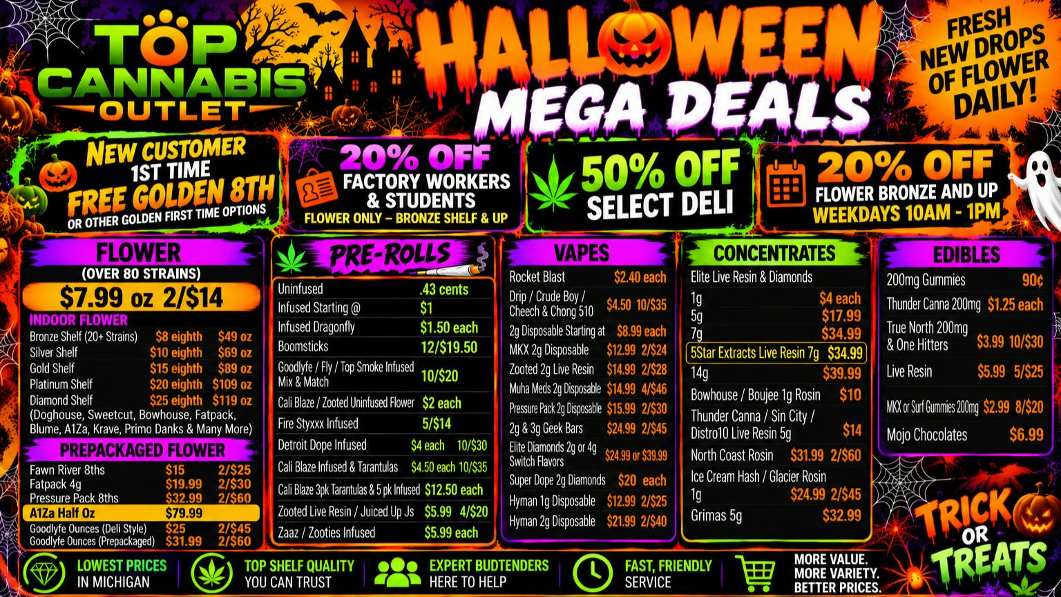 Top Cannabis Outlet - NOW OPEN! LOWEST PRICE IN MICHIGAN NEW FLOWER DROP NEW DEALS