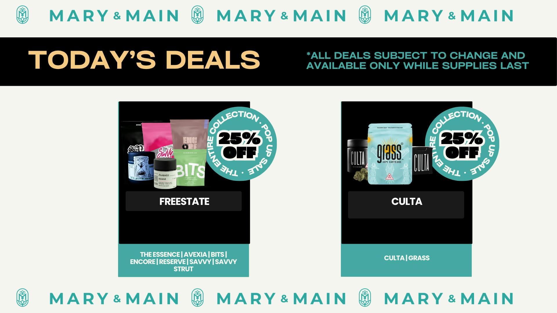 Mary & Main 25% OFF Culta, Avexia, Bits, Encore, Grass & More