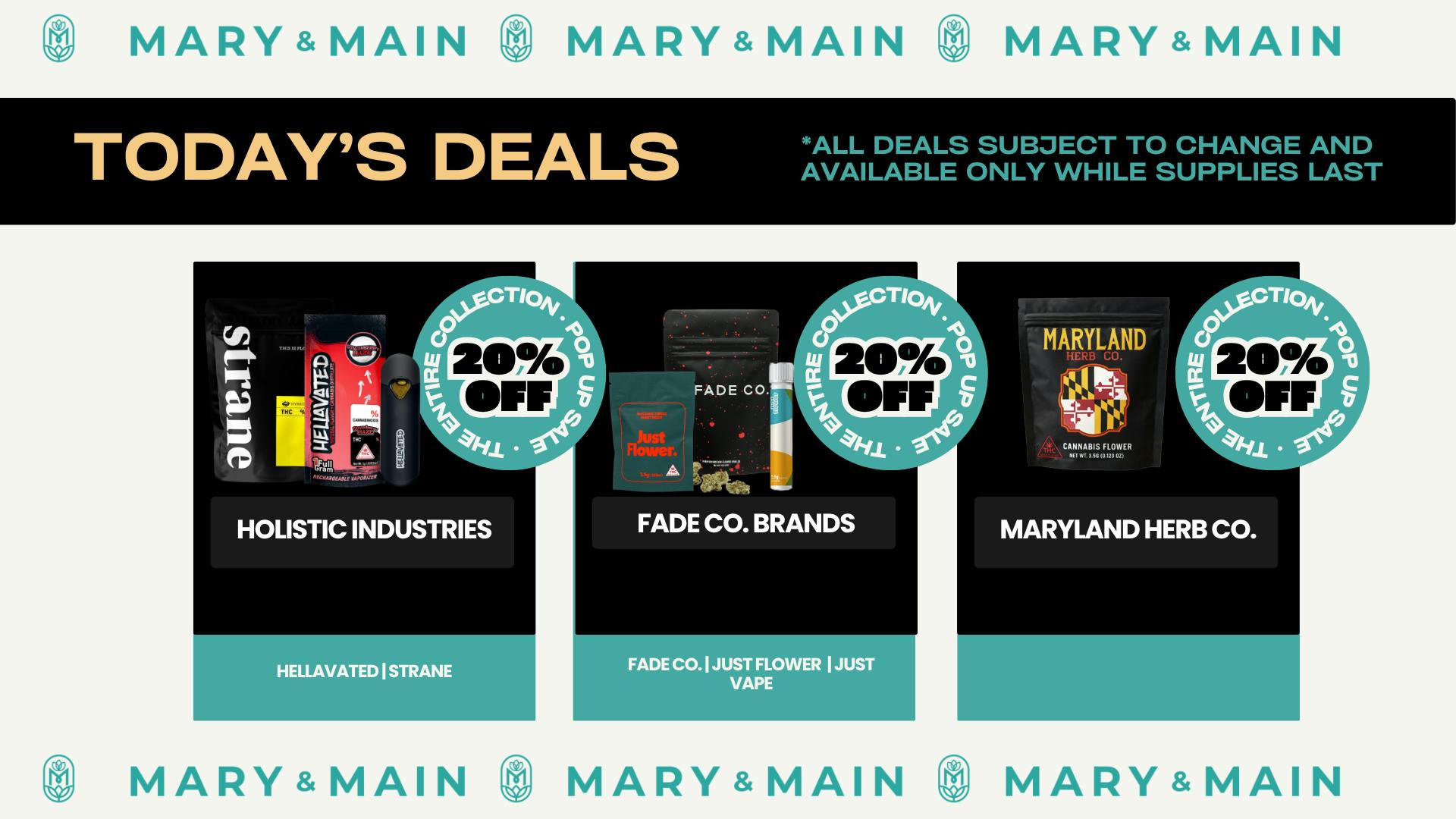 Mary & Main 20% Off Strane, Fade Co., Just Flower and More