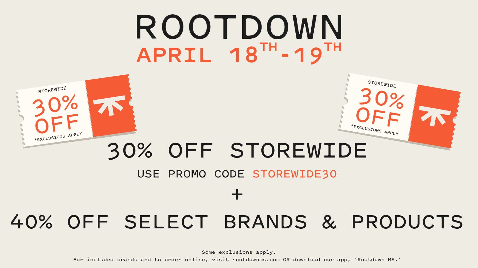 Rootdown - Corinth 30% OFF STOREWIDE + 40% OFF SELECT PRODUCTS