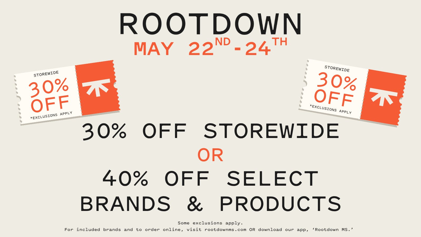Rootdown - Canton 30% OFF STOREWIDE OR 40% OFF SELECT PRODUCTS!