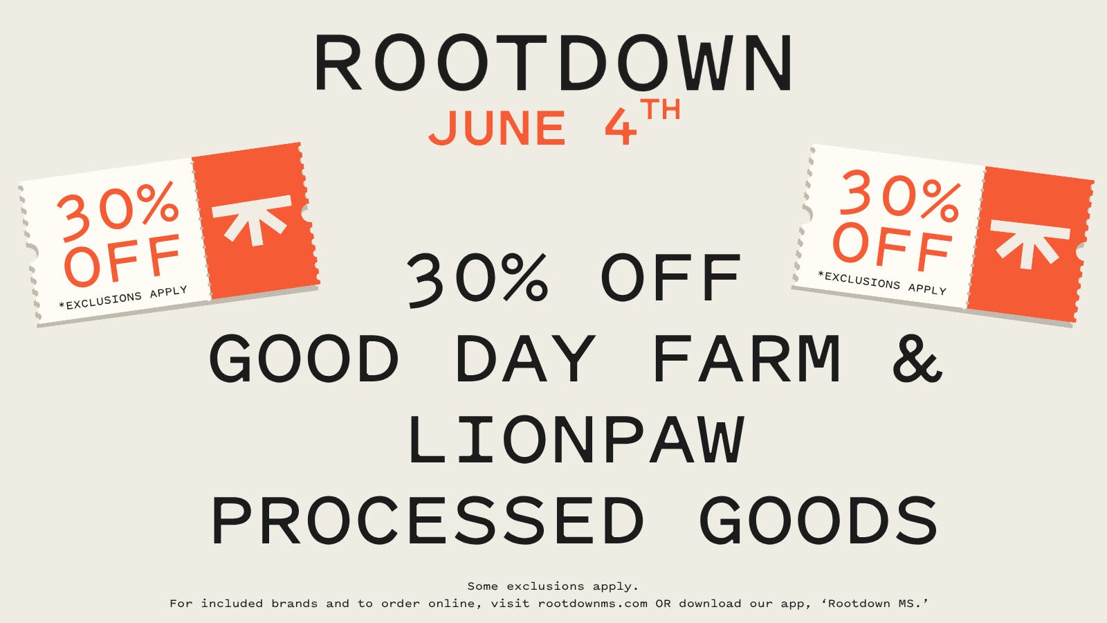 Rootdown - Richland 30% OFF GOOD DAY FARM & LIONPAW PROCESSED GOODS!
