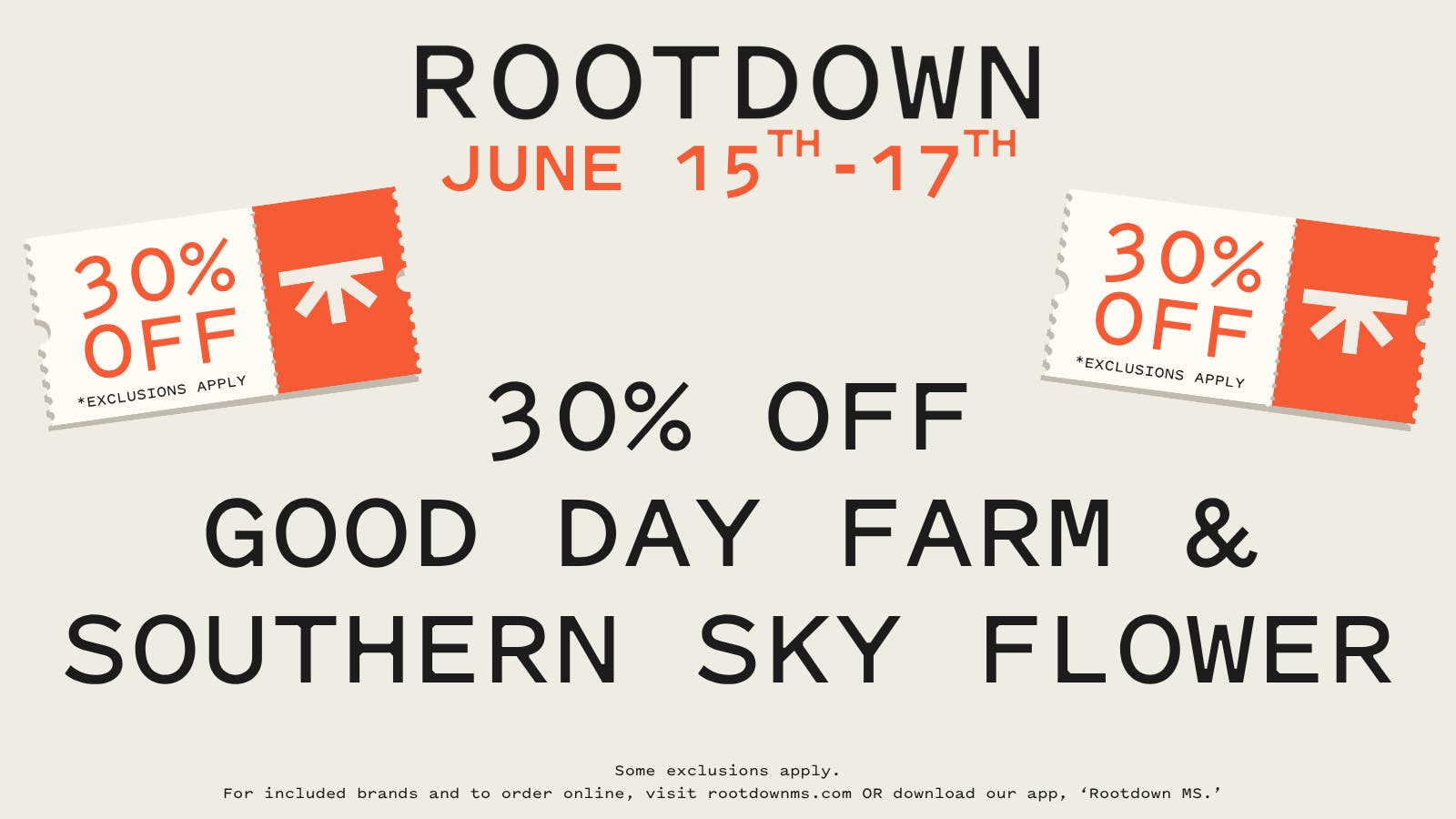 Rootdown - Grenada 30% OFF GOOD DAY FARM & SOUTHERN SKY FLOWER!