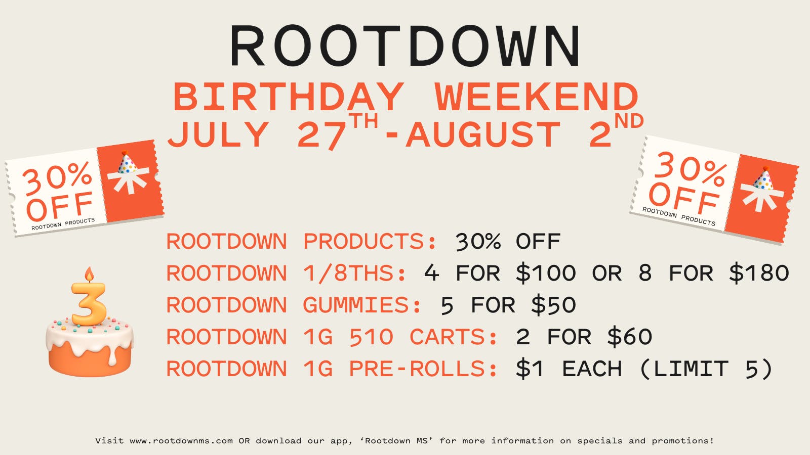 Rootdown - Greenville BIRTHDAY WEEKEND SALE!