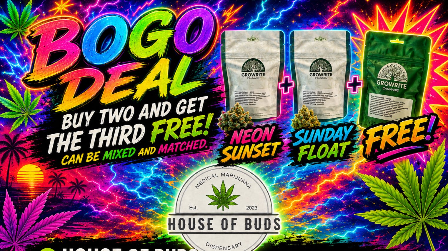 House of Buds Bogo Deal Sunday Float-Neon Sunset