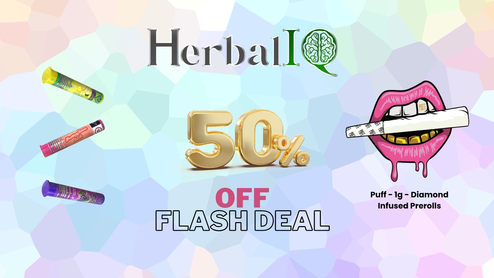 Herbal IQ 50% Puff 1g infused prerolls