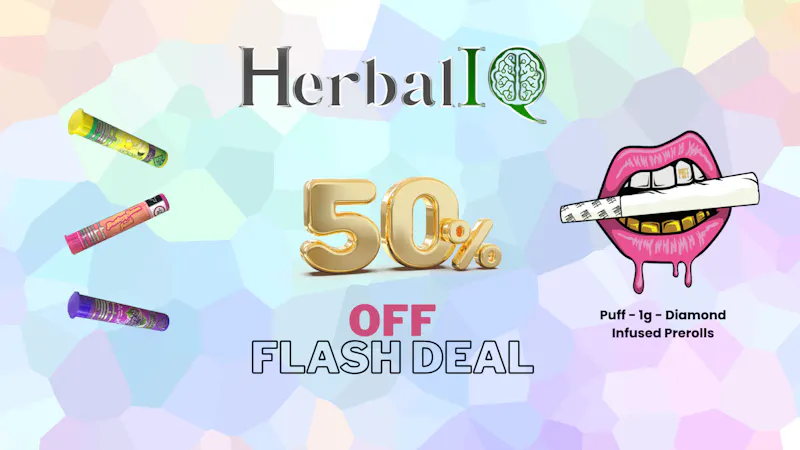 Herbal IQ 50% Puff 1g infused prerolls