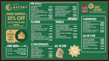 Gatsby Cannabis Co. (OPEN NOW) 🌙 $25 Deli Moon Rock 8ths & 30% off All Rosin 🍯