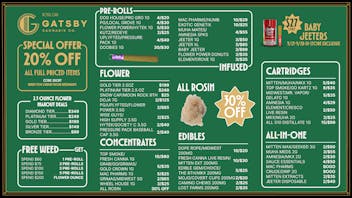 Gatsby Cannabis Co. 🌙 $25 Deli Moon Rock 8ths & 30% off All Rosin 🍯