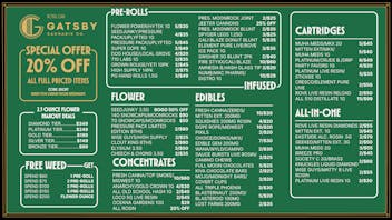 Gatsby Cannabis Co. 👻 $99 2.5oz + 20% Off Rosin 🎃 Don’t Miss Out!