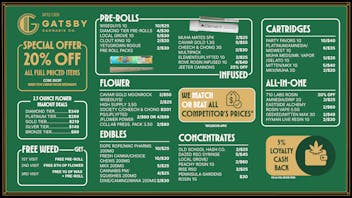 Gatsby Cannabis Co. (OPEN NOW) 🕸️ 20% Off Rosin + $99 2.5oz Ghostly Good Deals!