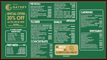Gatsby Cannabis Co. 👻 $99 2.5oz + 20% Off Rosin 🎃 Don’t Miss Out!