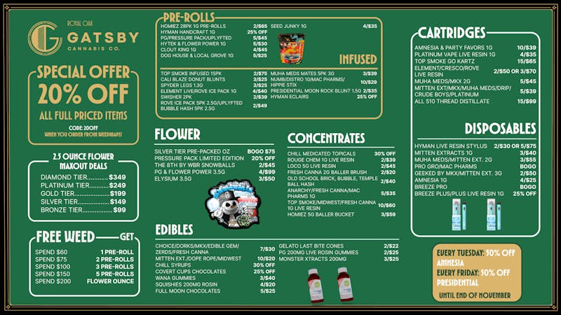 Gatsby Cannabis Co. 🎃 25% off Hyman Eclairs & Handrolls + More! 👻