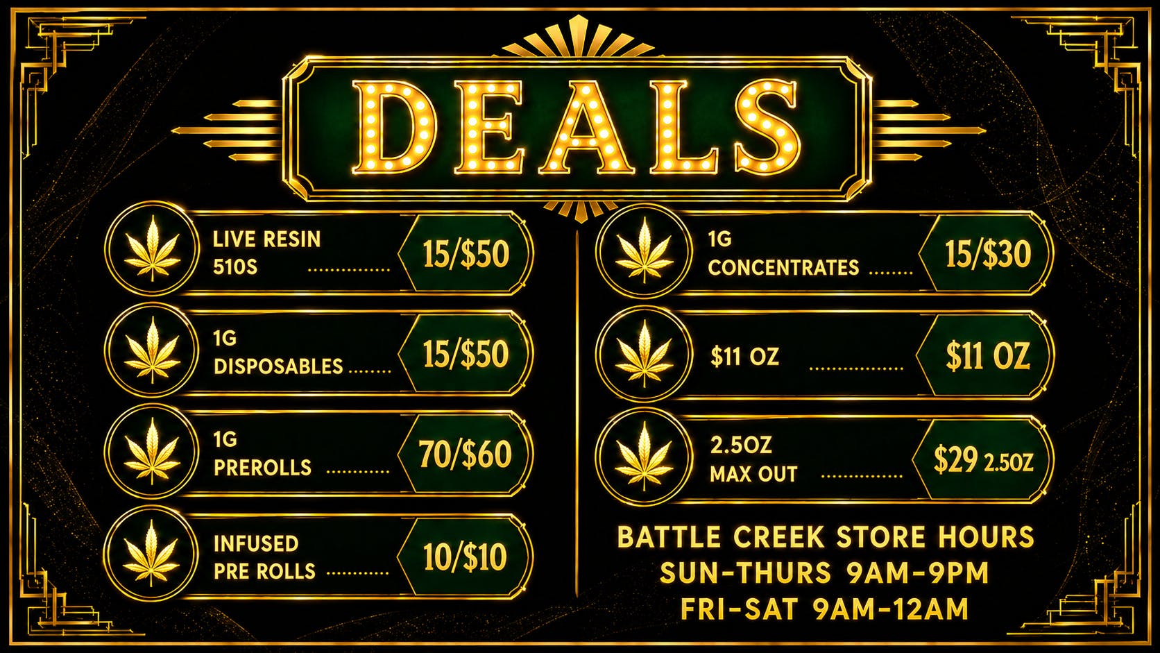 Gatsby Cannabis Co. - Battle Creek 🎉 $29 2.5oz MaxOut + 70/$60 PreRolls + 30% Off 🎉