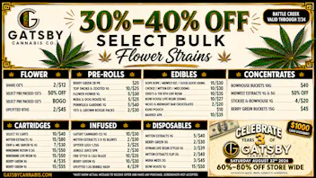 Gatsby Cannabis Co. - Battle Creek 30-50% off top brands + 30% off all deliveries ✨