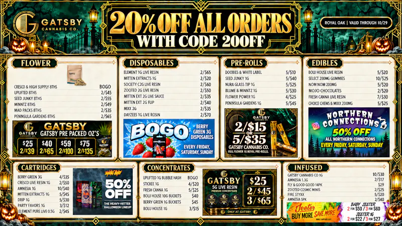 Gatsby Cannabis Co Delivery ✨2/$70 1G ROSIN AIO, 10/$25 Gummies + 20% OFF ✨