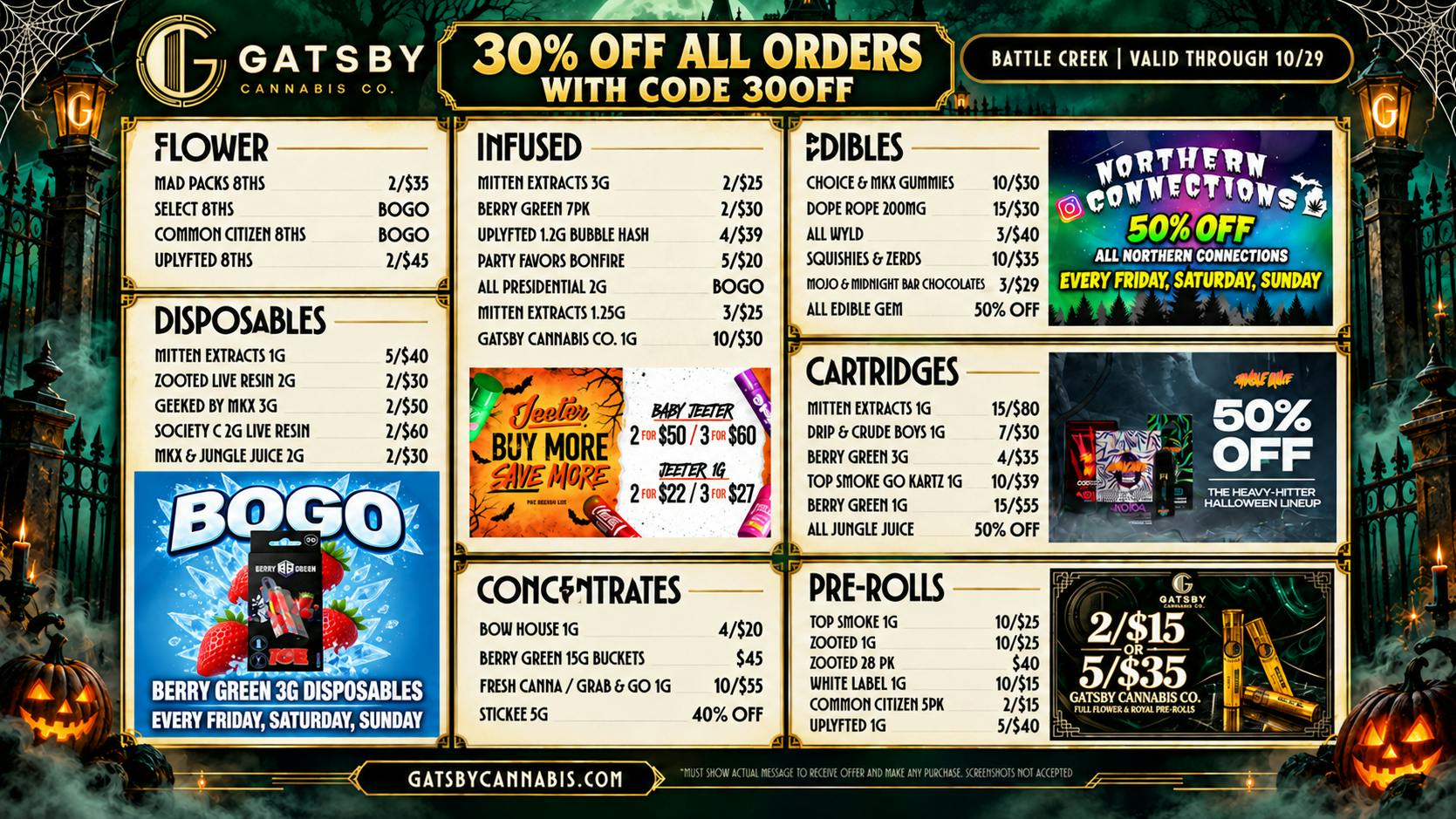 Gatsby Cannabis Co. - Battle Creek 2/$70 1G ROSIN AIO, BOGO OZ'S + 30% OFF ✨