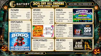 Gatsby Cannabis Co. - Battle Creek 2/$70 1G ROSIN AIO, BOGO OZ'S + 30% OFF ✨
