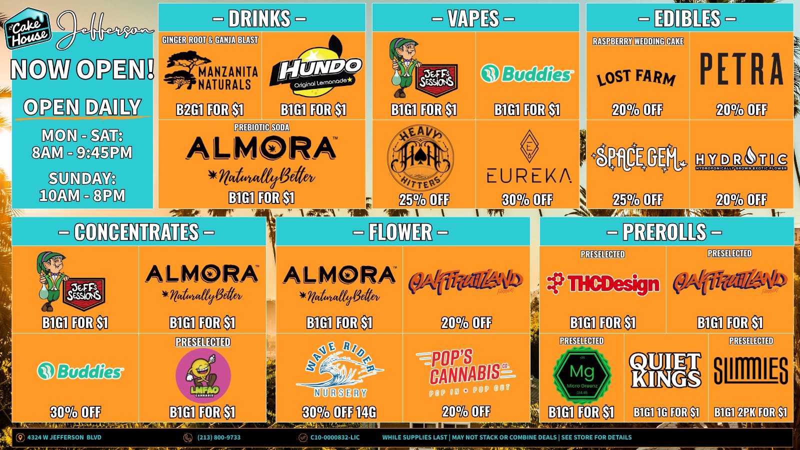 ILLA Canna The Cake House Jefferson Weekly Deals!