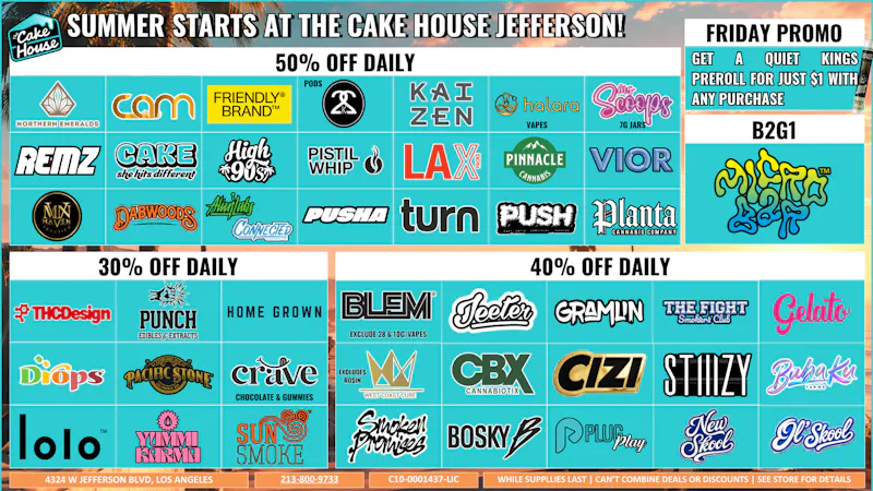 ILLA Canna The Cake House Jefferson Monthly Deals!
