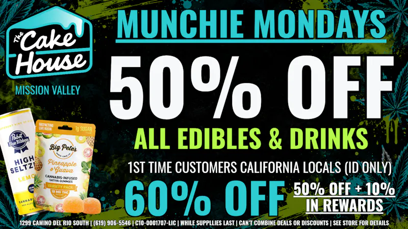 The Cake House - Mission Valley (Now Open) MONDAY EDIBLES & DRINKS DEAL | 50% OFF