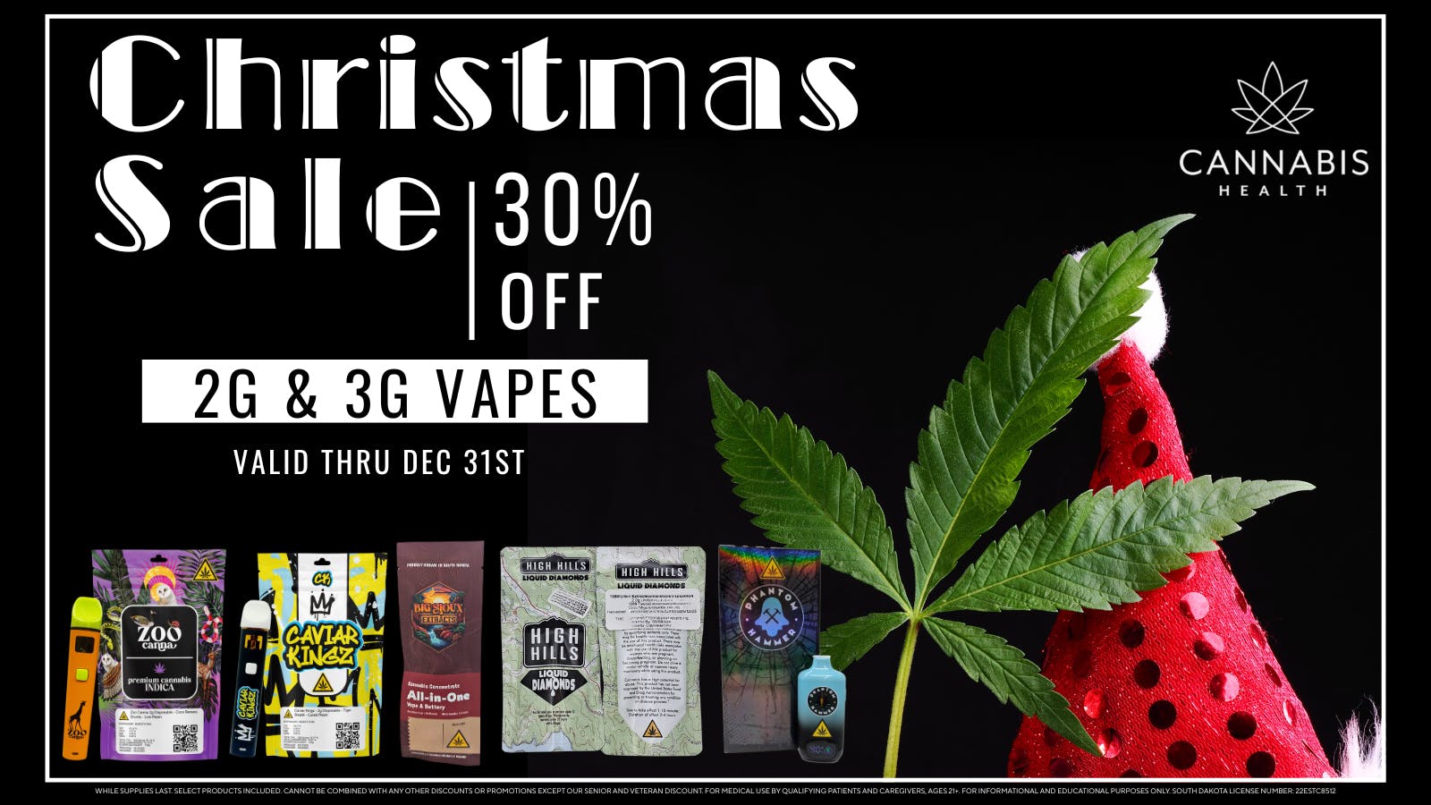 Cannabis Health 30% OFF 2g & 3g Vapes