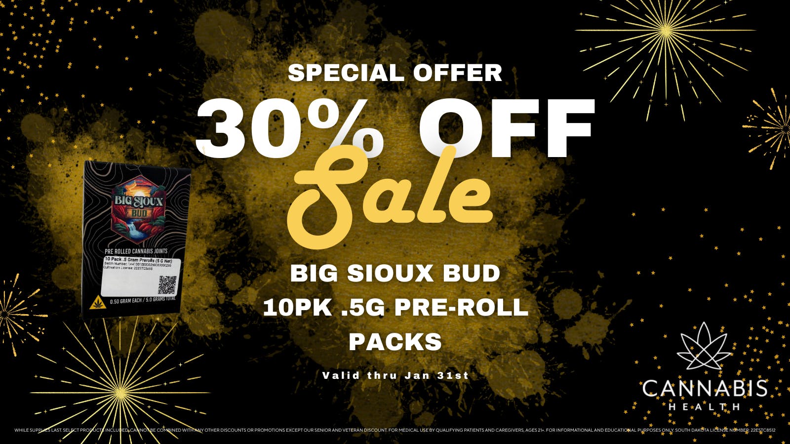 Cannabis Health 30% OFF SELECT PRE-ROLL 10PKS