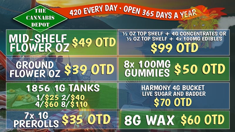 The Cannabis Depot - Pueblo West ☀️ $49 Mid-Shelf OZ OTD, 8 GUMMIES $50, + MORE