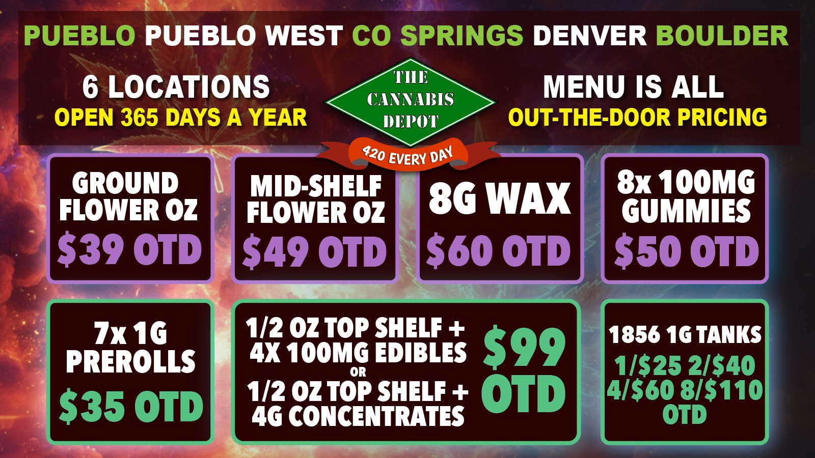 The Cannabis Depot - Denver 🌿 $49 Mid-Shelf OZ OTD | $39 Ground OZ OTD 💨